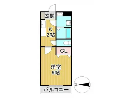 グリーン花水木II(1K/2階)の間取り写真