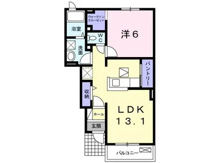 プリムローズII(1LDK/1階)の間取り写真