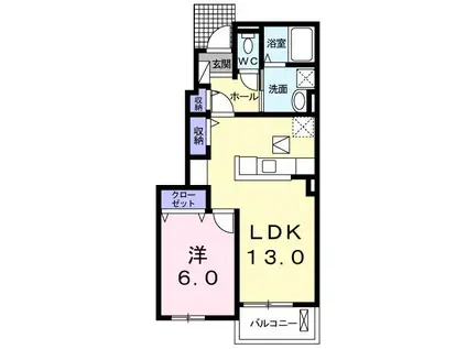 シャン・ド・フルールV(1LDK/1階)の間取り写真