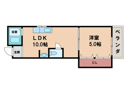 マンション扇(1LDK/1階)の間取り写真