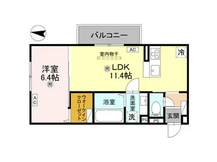 D-REGALO日光N(1LDK/2階)の間取り写真