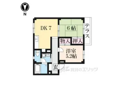 エステートピア(2DK/2階)の間取り写真