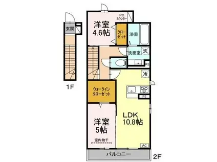 D-ROOMルポ(2LDK/2階)の間取り写真