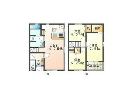 リーブルファイン川方町I(3LDK/1階)の間取り写真