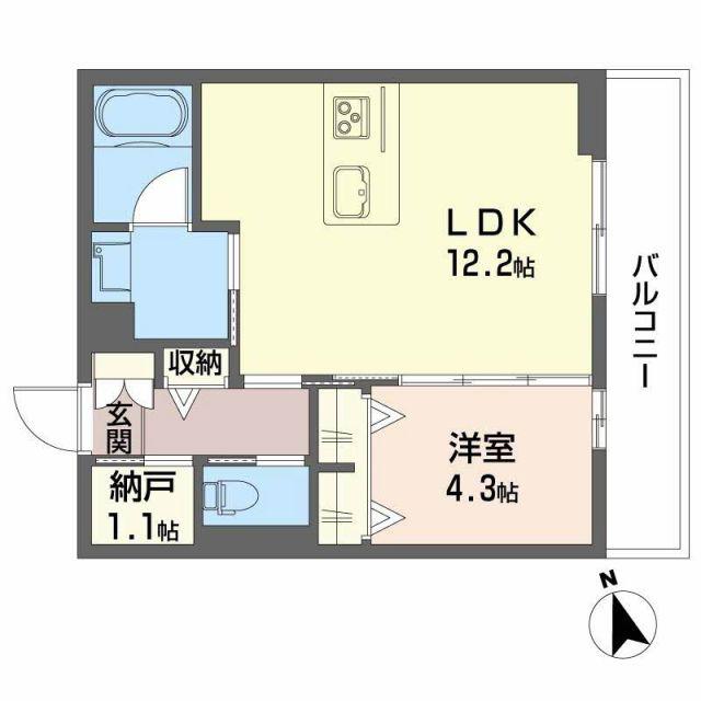 シャーメゾン コア八日町(1LDK/1階)の間取り写真