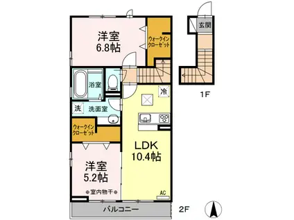 ルシオール イコー(2LDK/2階)の間取り写真