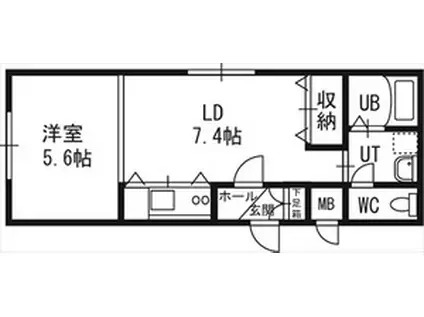 パームヒル南郷II(1LDK/3階)の間取り写真