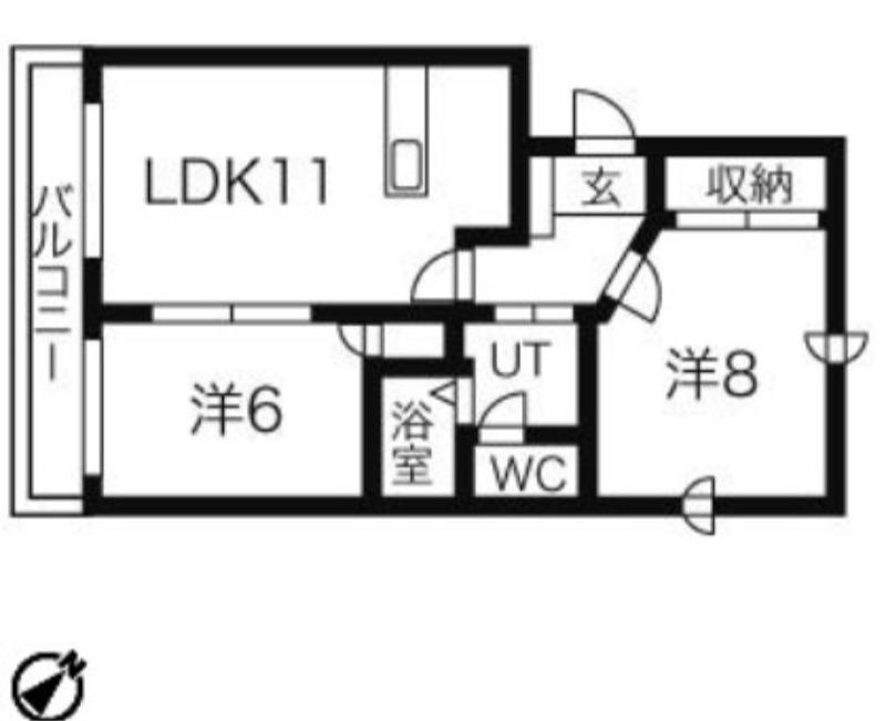 ショパンシャトー山の手(2LDK/1階)の間取り写真