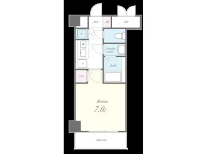 ヴィラマリオン(1K/6階)の間取り写真