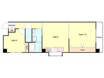 コンフォート筒井(2LDK/5階)の間取り写真