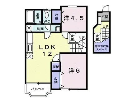 エクセル参番館(2LDK/2階)の間取り写真
