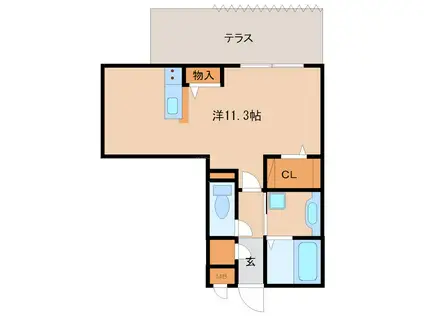 カピラ2(ワンルーム/1階)の間取り写真