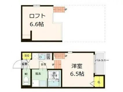 ハーモニーテラスくいな橋(1K/1階)の間取り写真