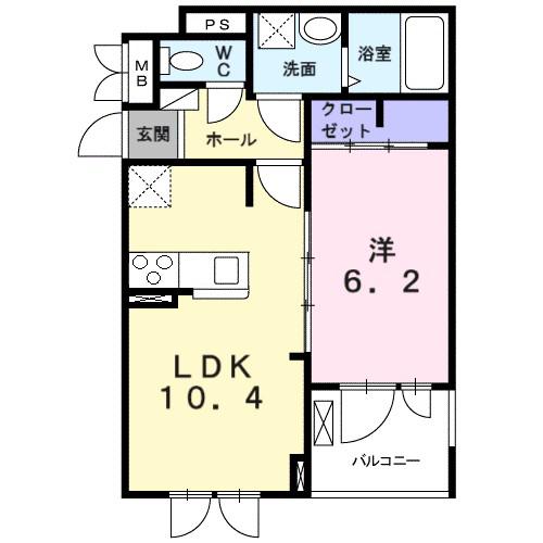 レオン パッソ(1LDK/2階)の間取り写真