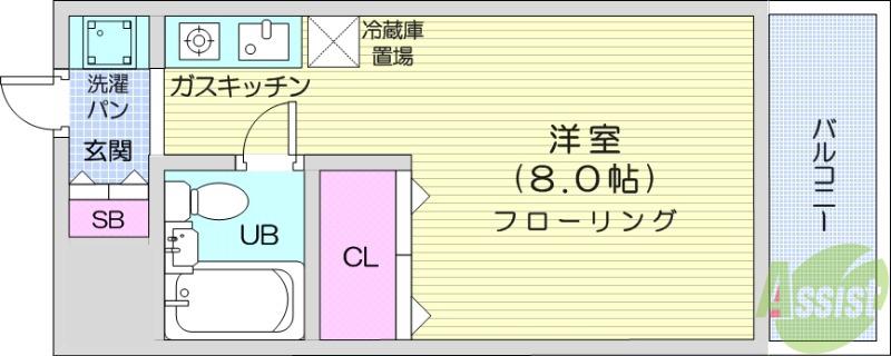 メゾン・ド・パルレ(ワンルーム/4階)の間取り写真