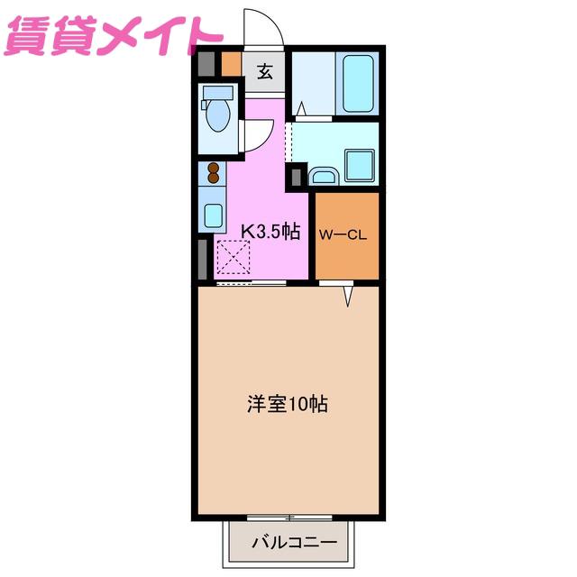大和の里IV(1K/1階)の間取り写真