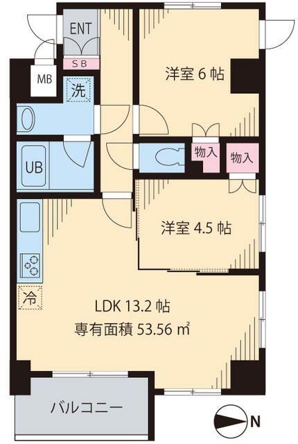 インペリアル パーク I(2LDK/5階)の間取り写真