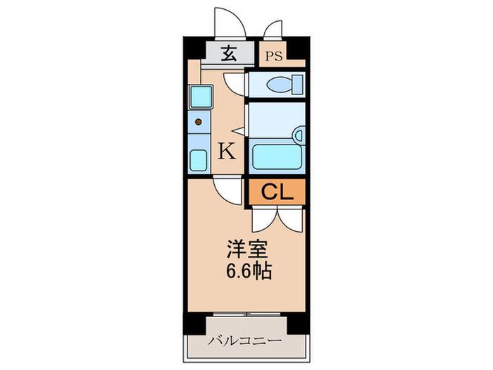 レジデンスミズノ(1K/4階)の間取り写真