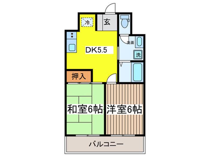 ブリリアンス日本橋浜町公園(2DK/2階)の間取り写真