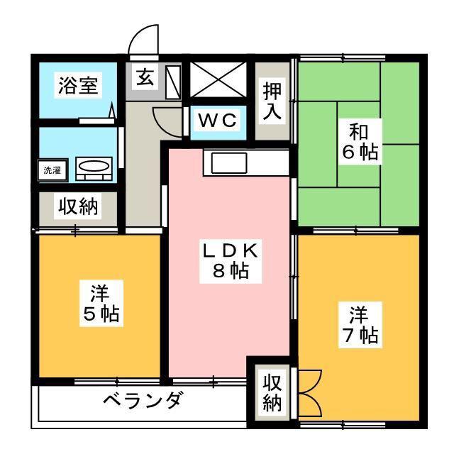 サンライズいわざき(3DK/1階)の間取り写真