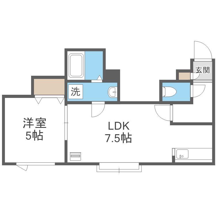 パラ・シェンプレN45(1LDK/1階)の間取り写真