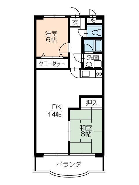 サンアルカディアS(2LDK/1階)の間取り写真