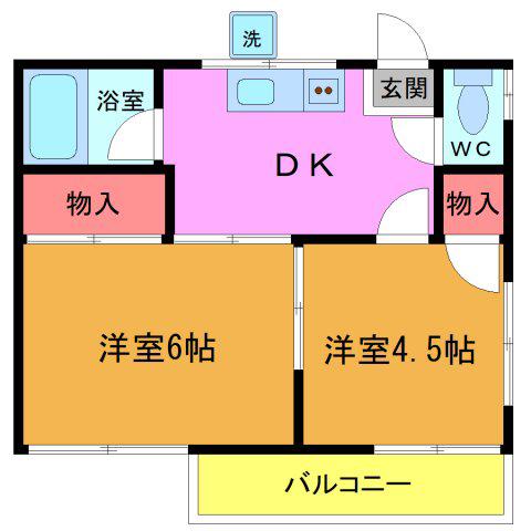 コーポ仲澤(2K/2階)の間取り写真
