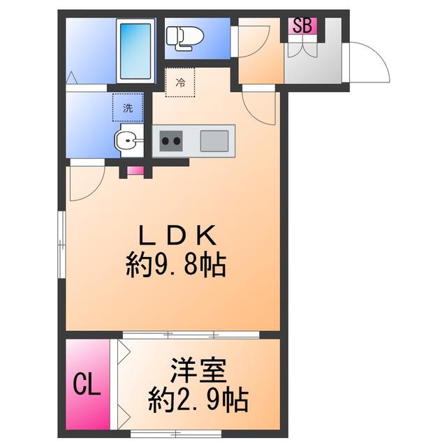 フェリーチェ泉大津(1LDK/1階)の間取り写真