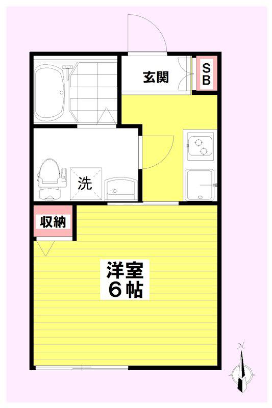 カルヴィ川崎(1K/1階)の間取り写真