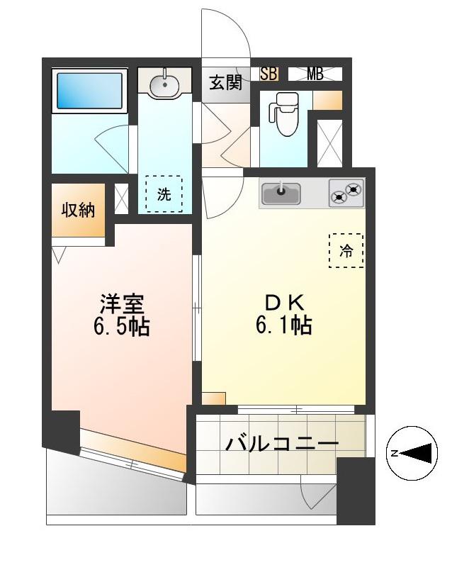 ベルベデーレ奥沢(1DK/2階)の間取り写真