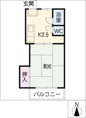 志水荘(1K/1階)の間取り写真