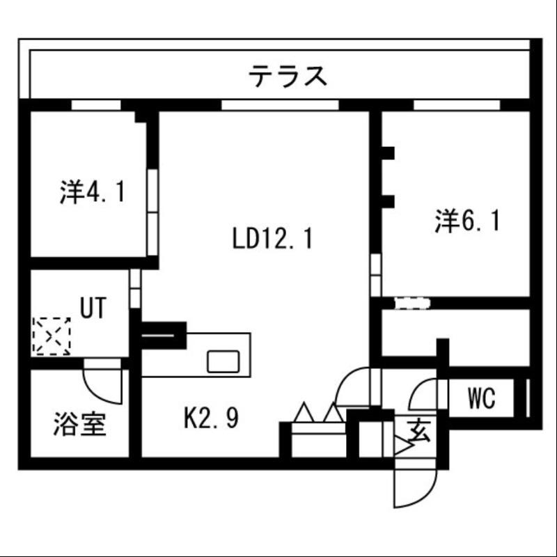 LIEN南郷13(2LDK/1階)の間取り写真