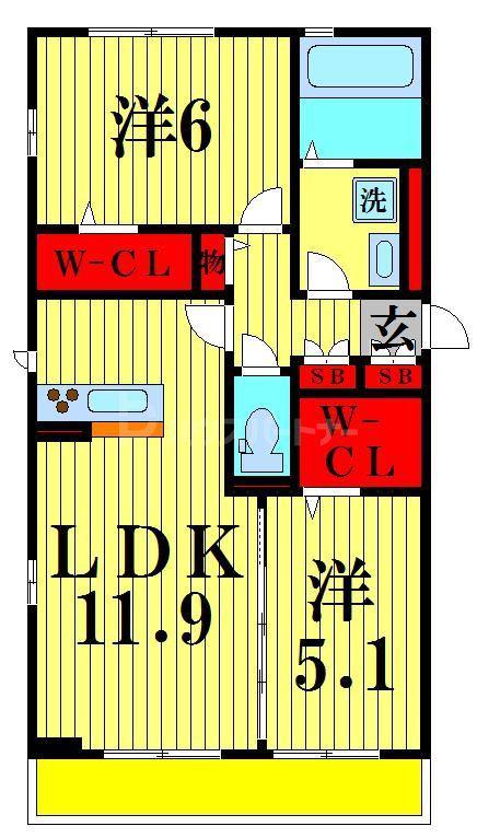 ロイヤルクレスト六号館(2LDK/3階)の間取り写真