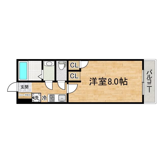 ウエストドリーム桂川(1K/2階)の間取り写真