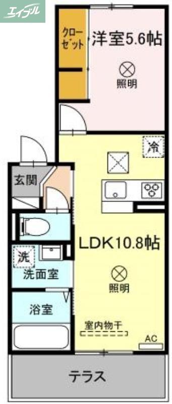 グリーンウイング(1LDK/1階)の間取り写真