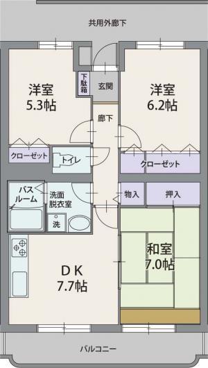 エル・パラシオ(3DK/4階)の間取り写真