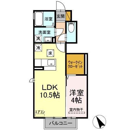 ボヌールヴィー(1LDK/1階)の間取り写真