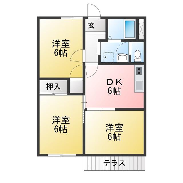舞々木ハイツB(3DK/1階)の間取り写真