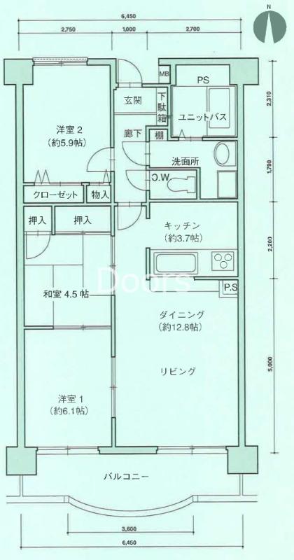 アマネセール下中野(3LDK/3階)の間取り写真