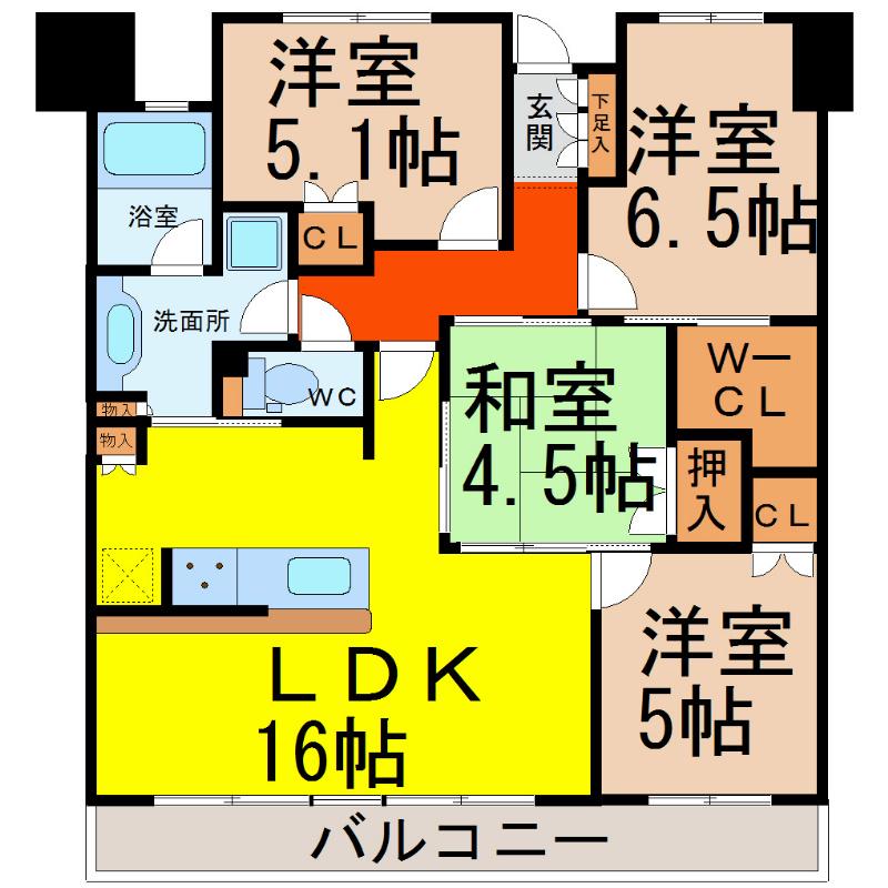 パークアクシス金山ウエスト(4LDK/6階)の間取り写真