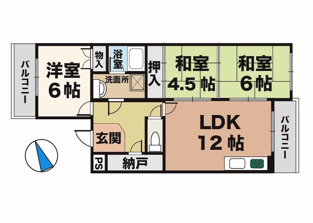 ハピネス(3LDK/1階)の間取り写真