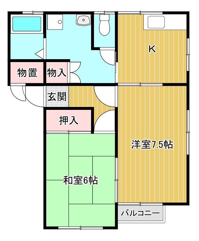 サンフラワーII(2K/1階)の間取り写真