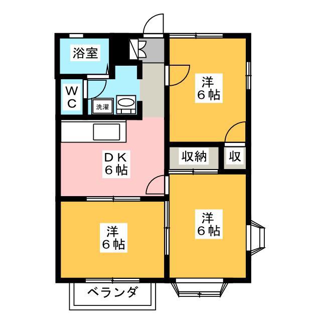 ドヌールさつきが丘B(3DK/2階)の間取り写真