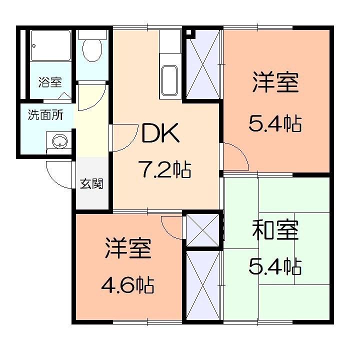 サンハイム I(3DK/1階)の間取り写真