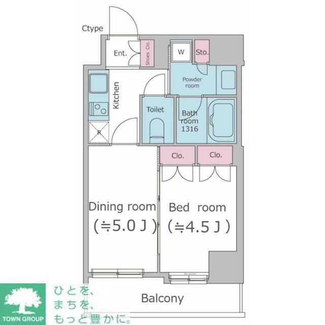 パークフラッツ渋谷代官山(1DK/4階)の間取り写真