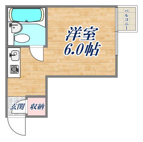ライズワン阪急園田(ワンルーム/2階)の間取り写真