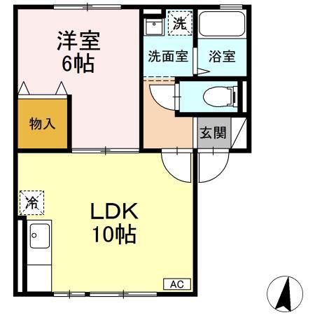 セジュール将軍野東 A(1LDK/1階)の間取り写真