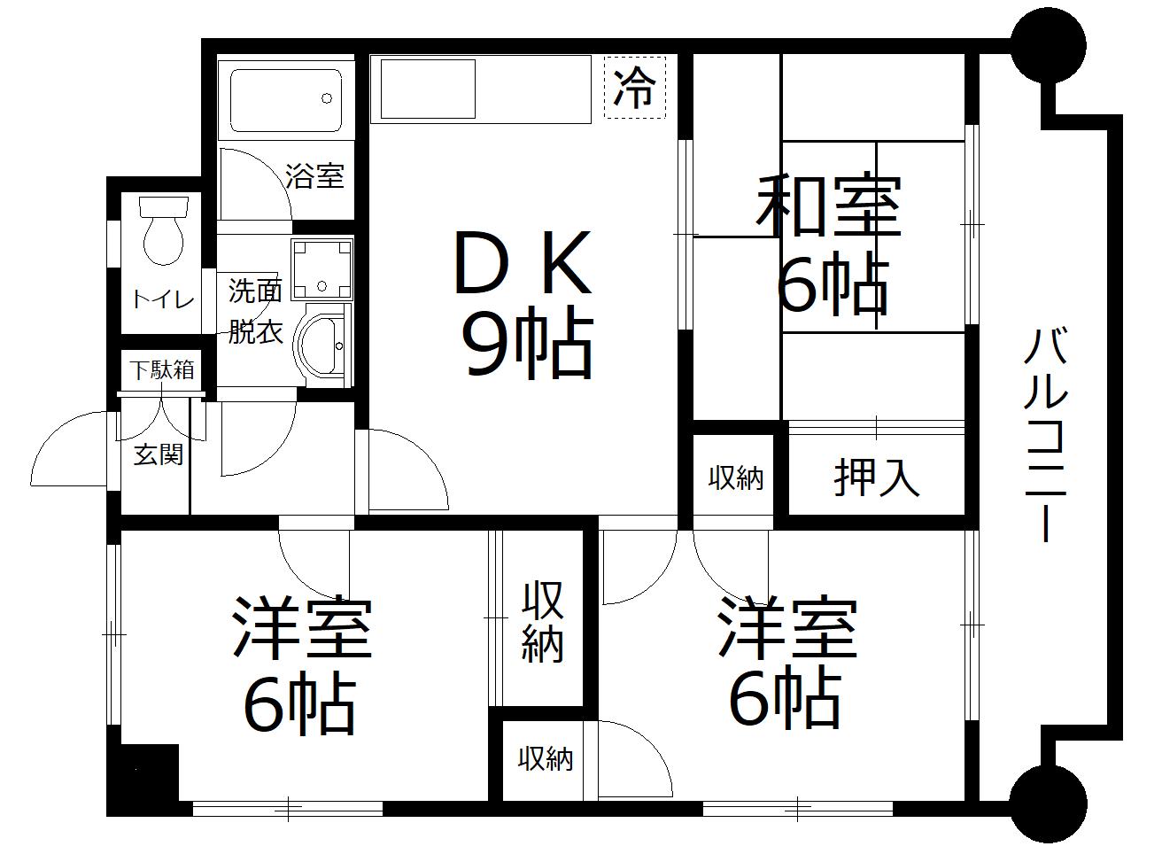 第2パールM住村(3DK/3階)の間取り写真