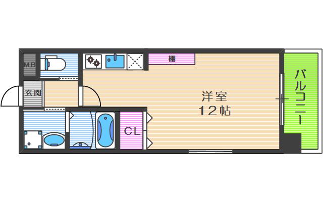 KAUNIS都島(ワンルーム/7階)の間取り写真