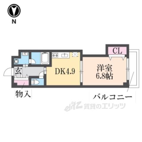 アミティ武庫之荘(1DK/2階)の間取り写真